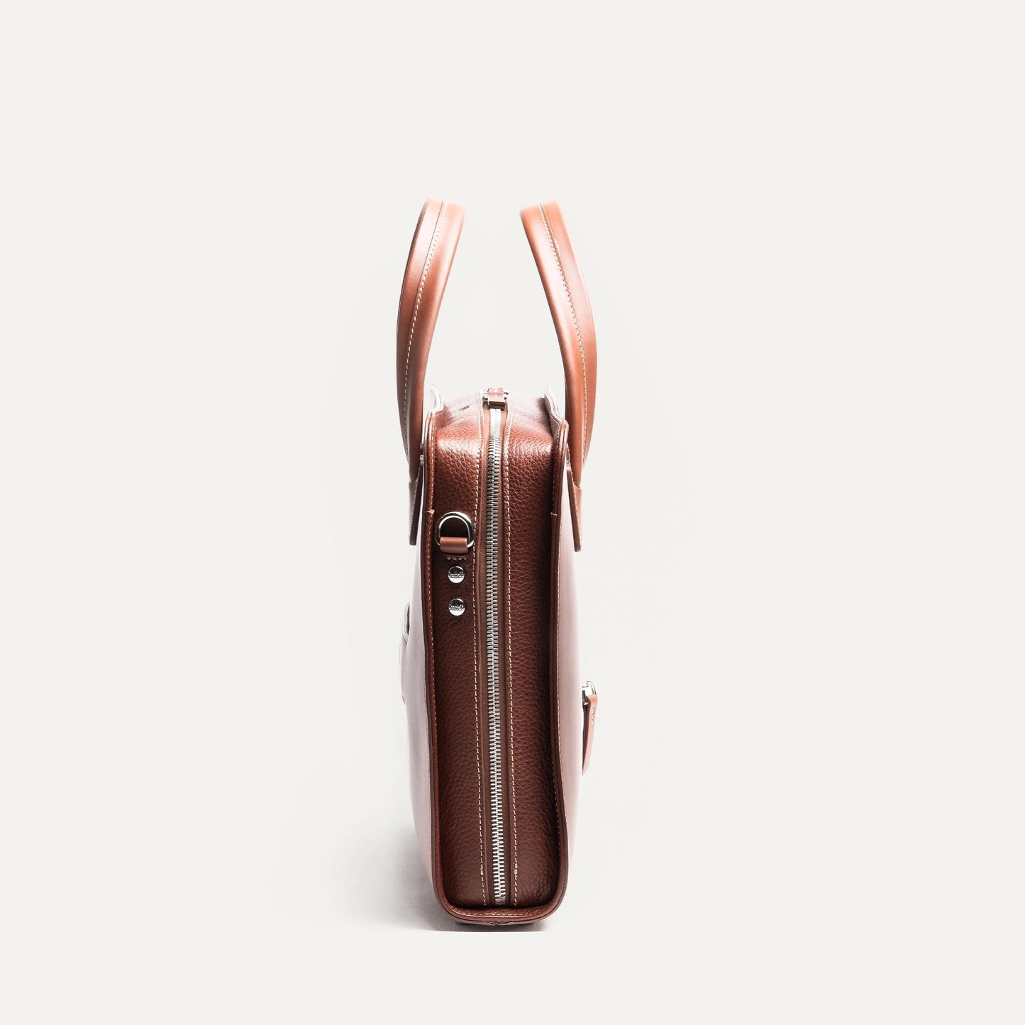 Cartable Pro / Ordinateur Compact en cuir lisse et grainé - COGNAC