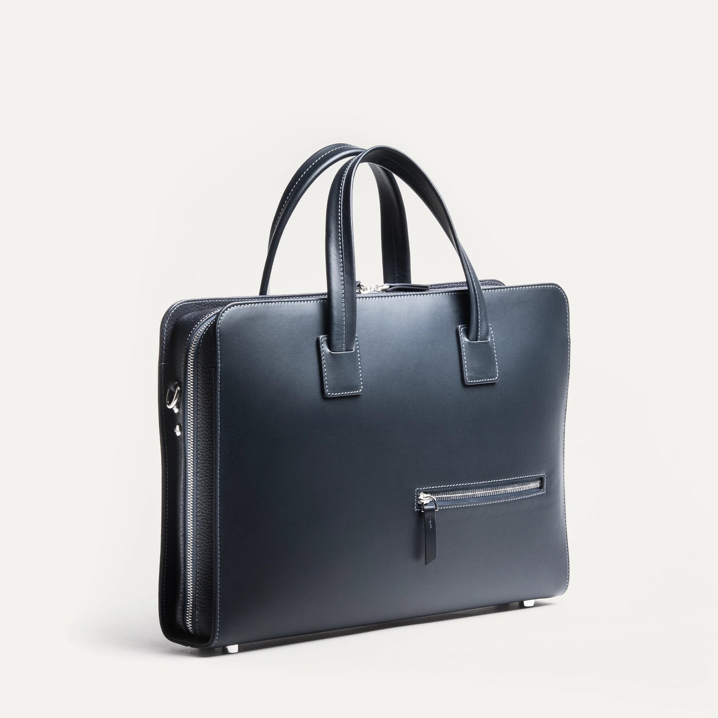 Cartable Pro / Ordinateur Compact en cuir lisse et grainé - MARINE