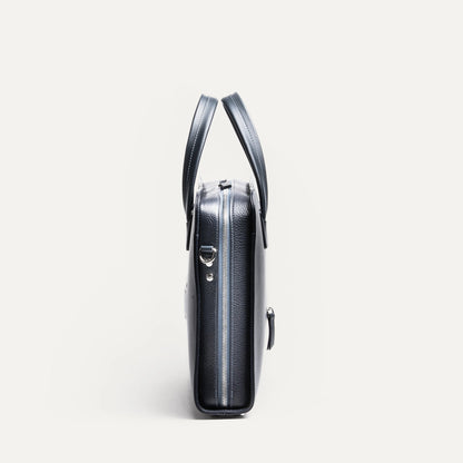 Cartable Pro / Ordinateur Compact en cuir lisse et grainé - MARINE