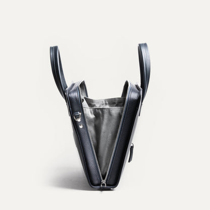 Cartable Pro / Ordinateur Compact en cuir lisse et grainé - MARINE
