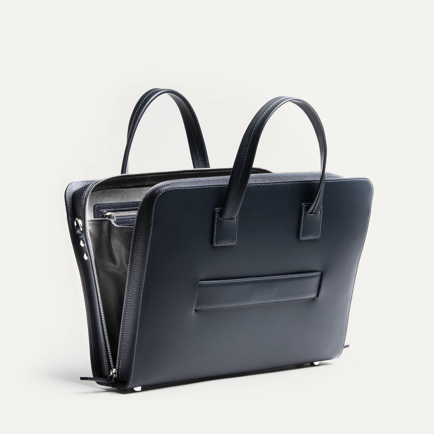 Cartable Pro / Ordinateur Compact en cuir lisse et grainé - MARINE