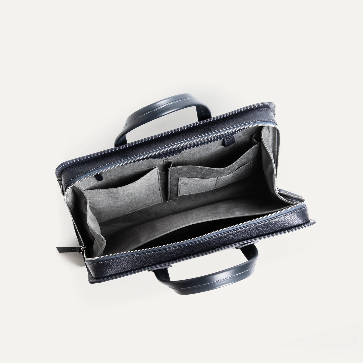 Cartable Pro / Ordinateur Compact en cuir lisse et grainé - MARINE