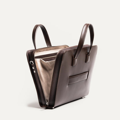 Cartable Pro / Ordinateur Compact en cuir lisse et grainé - MARRON