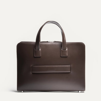 Cartable Pro / Ordinateur Compact en cuir lisse et grainé - MARRON