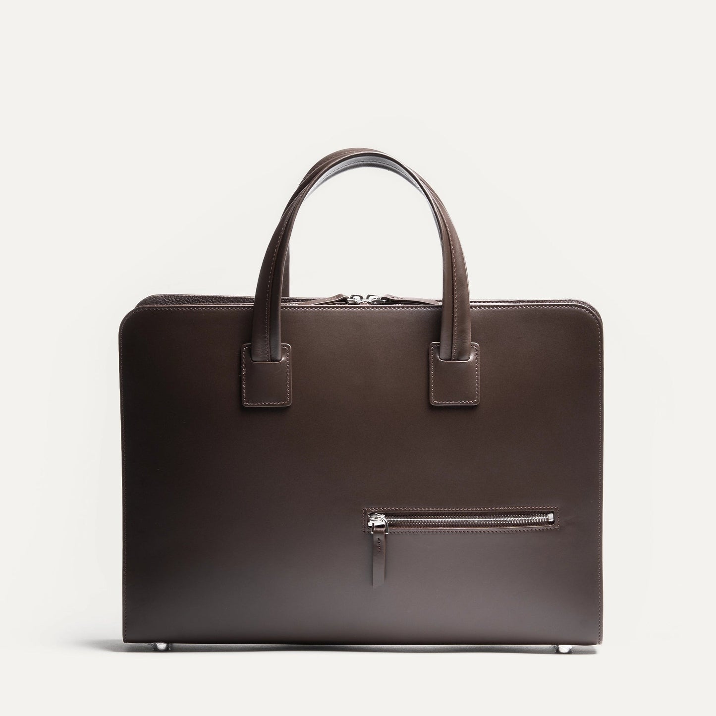 Cartable Pro / Ordinateur Compact en cuir lisse et grainé - MARRON