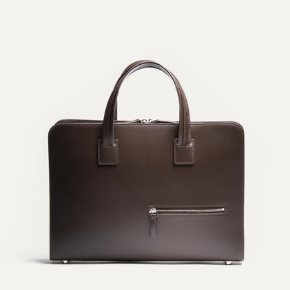 Cartable Pro / Ordinateur Compact en cuir lisse et grainé - MARRON
