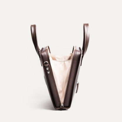 Cartable Pro / Ordinateur Compact en cuir lisse et grainé - MARRON