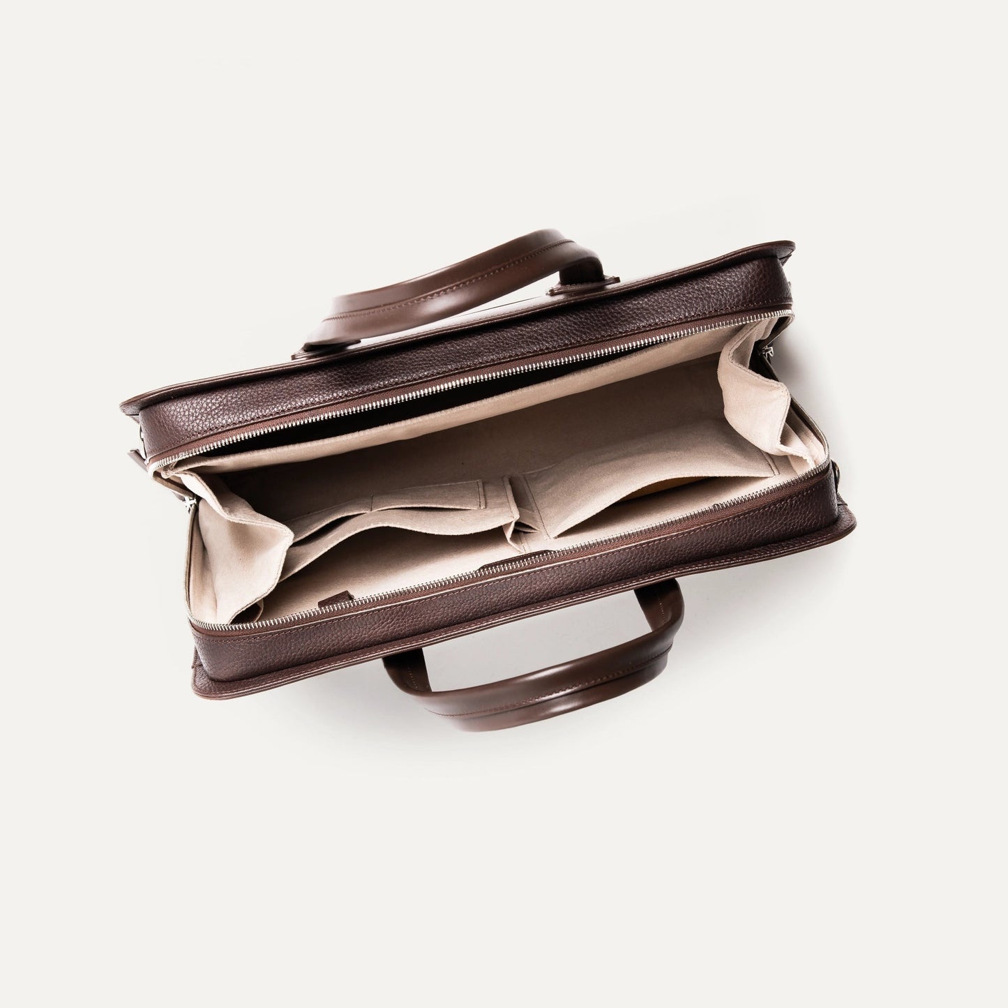 Cartable Pro / Ordinateur Compact en cuir lisse et grainé - MARRON