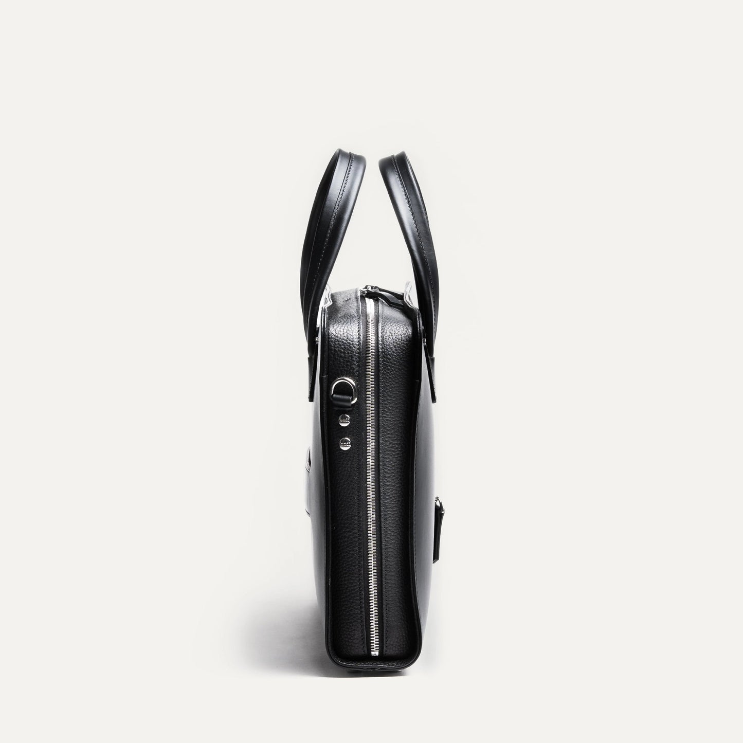 Cartable Pro / Ordinateur Compact en cuir lisse et grainé - NOIR