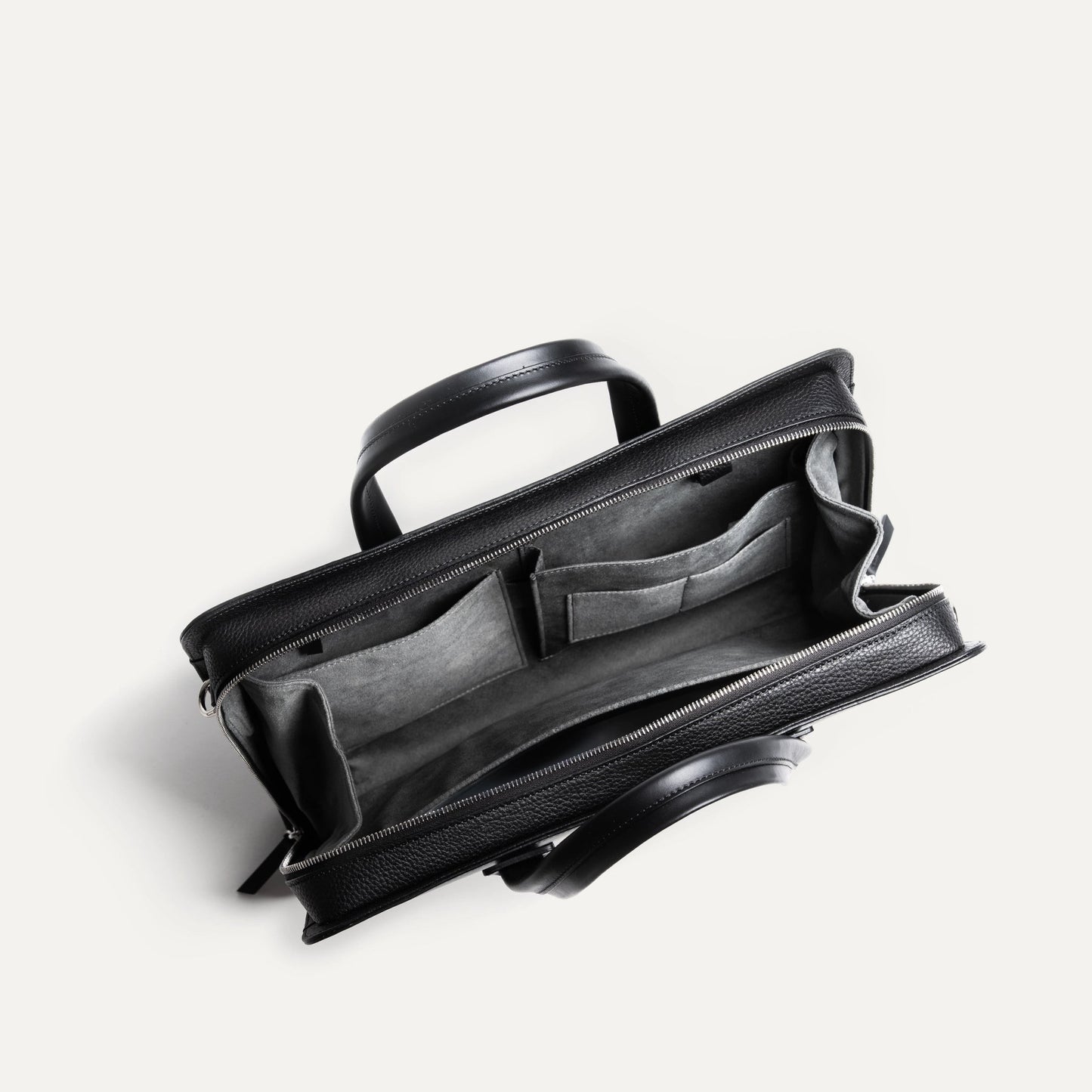 Cartable Pro / Ordinateur Compact en cuir lisse et grainé - NOIR