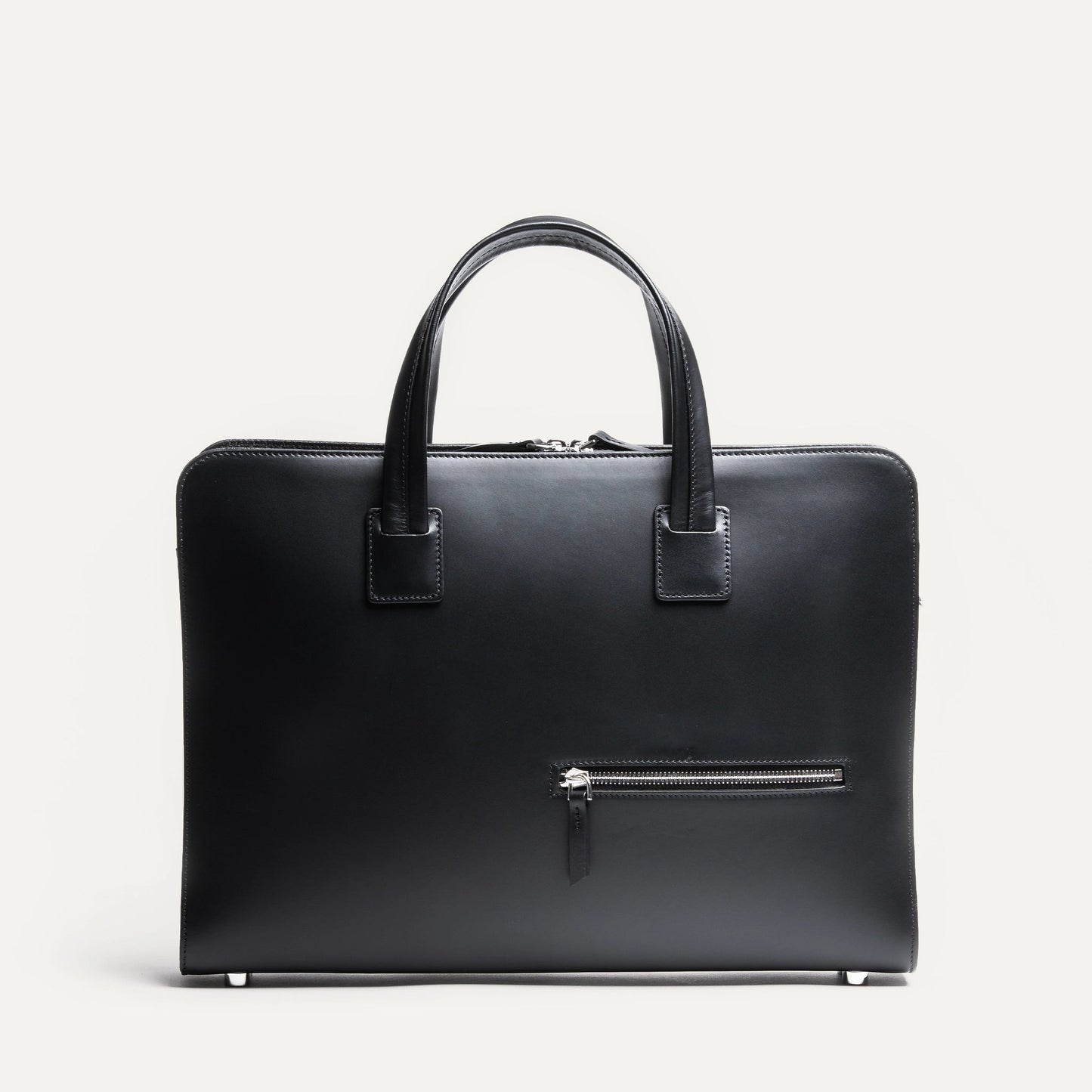 Cartable Pro / Ordinateur Compact en cuir lisse et grainé - NOIR