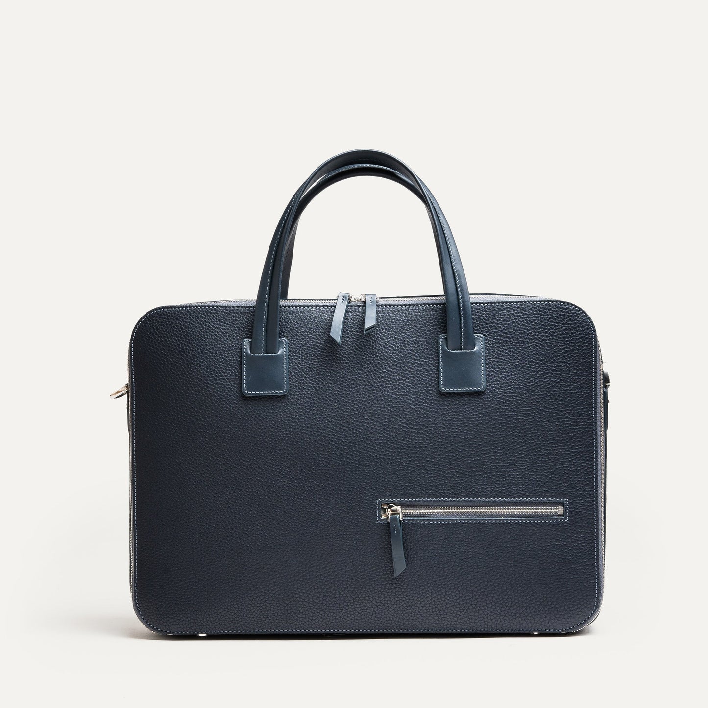 Cartable Pro / Ordinateur medium en cuir grainé - MARINE