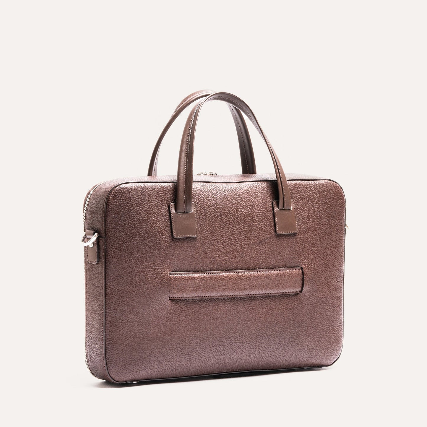 Cartable Pro / Ordinateur medium en cuir grainé - MARRON
