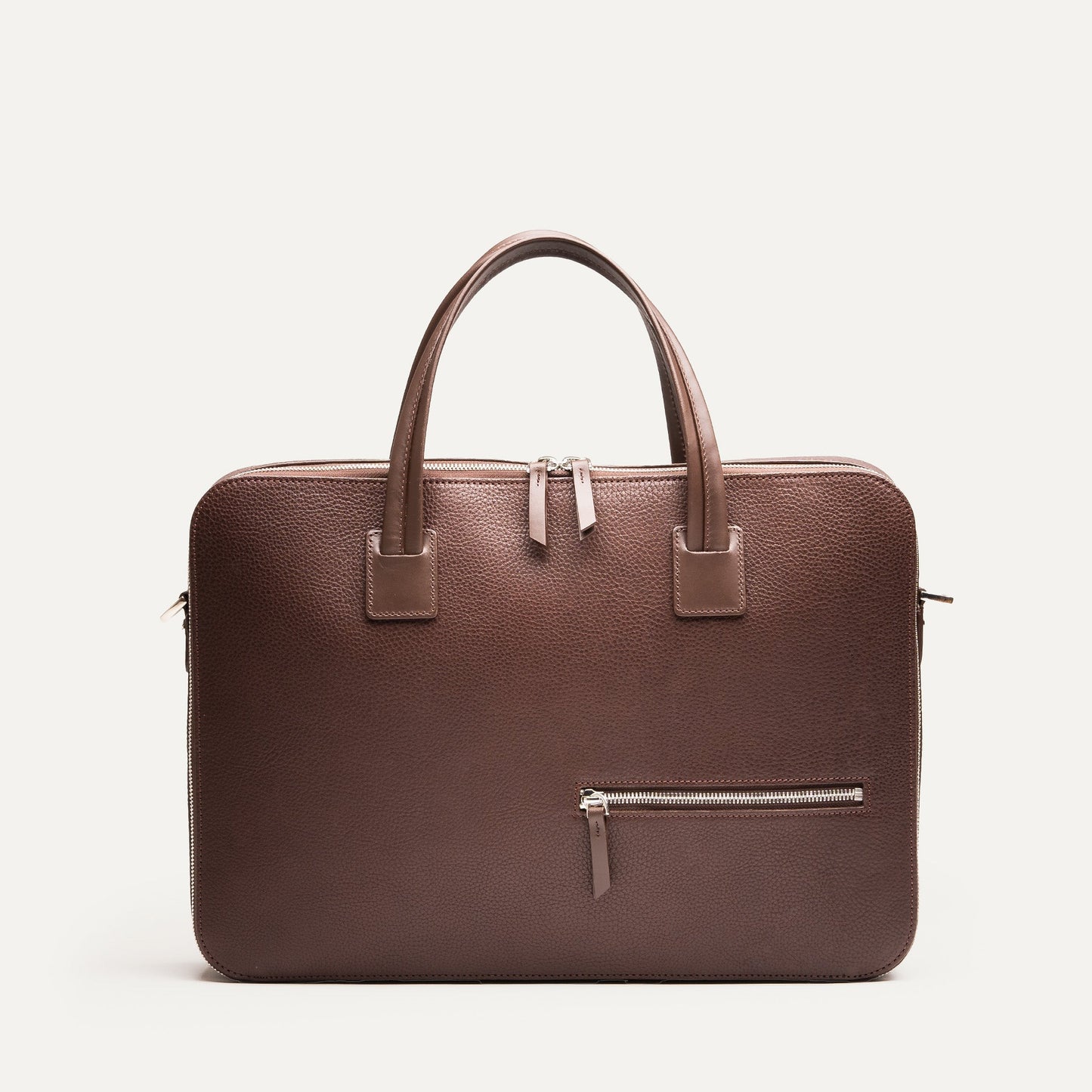 Cartable Pro / Ordinateur medium en cuir grainé - MARRON