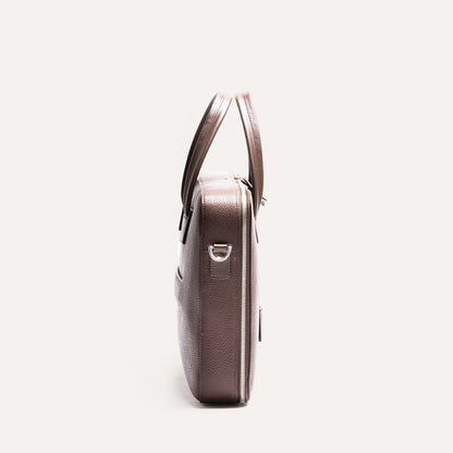 Cartable Pro / Ordinateur medium en cuir grainé - MARRON