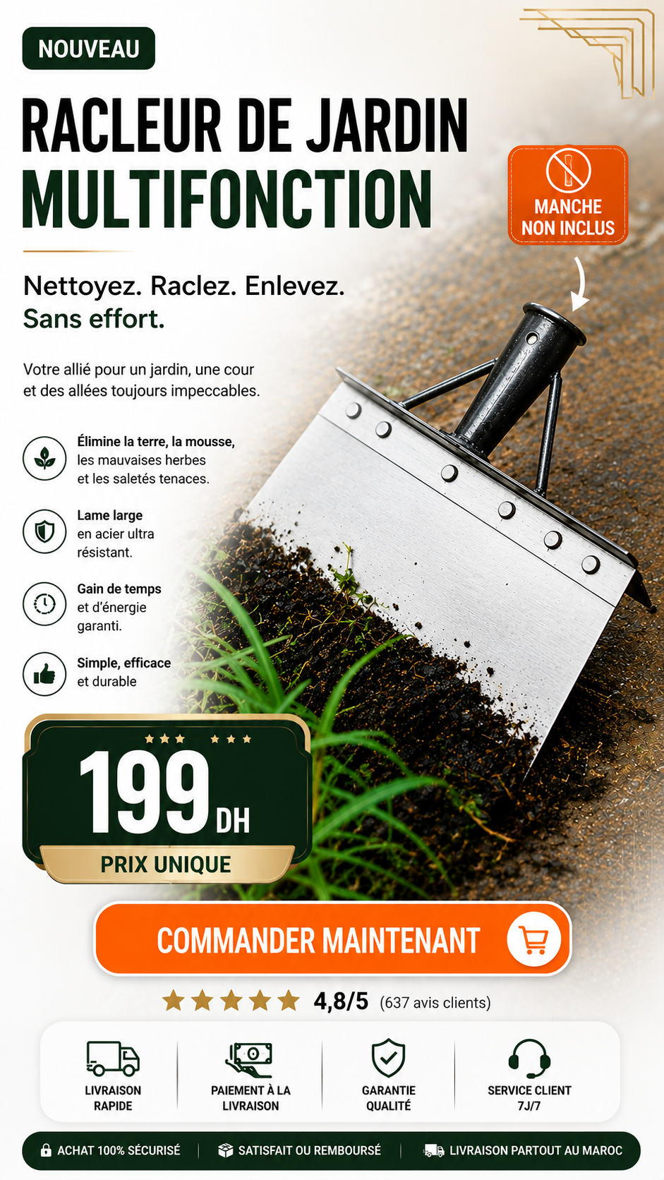 Grattoir Robuste Multi-Usage en Acier au Manganèse