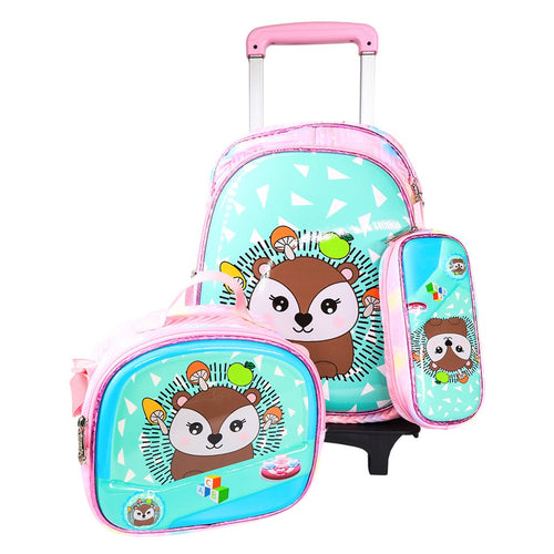 Pack Scolaire 3 Pièces Premium – Cartable à Roulettes Trolley 3D
