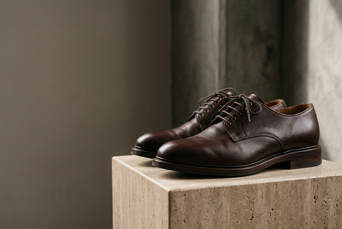 Autre bannière Morgaza avec chaussures en cuir brun foncé