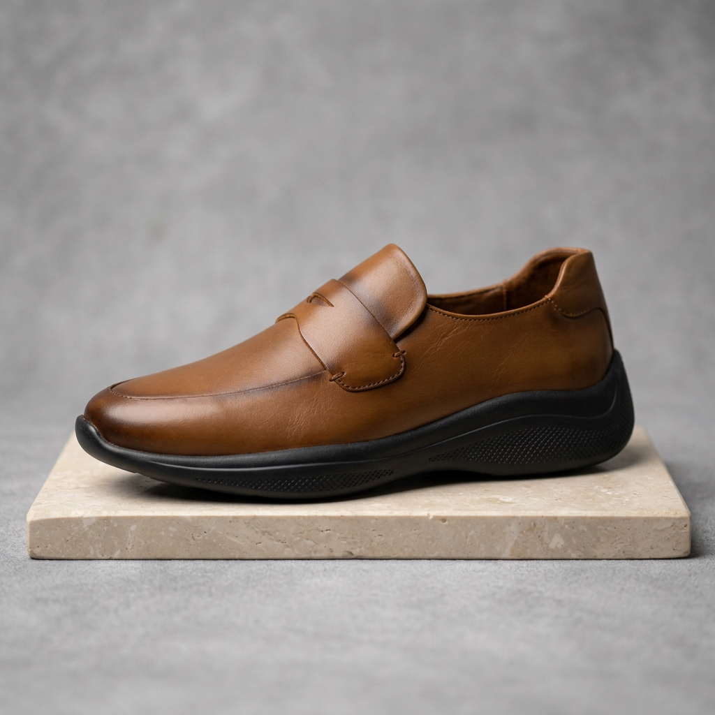 Pradelle marron tabac, vue de profil