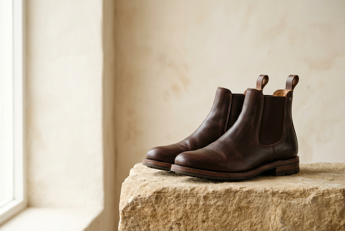 Visuel de bottines Chelsea en cuir brun