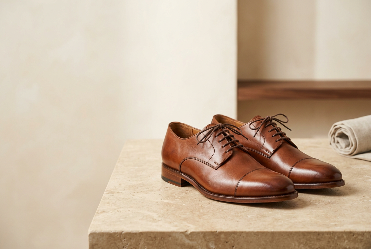 Visuel de chaussures pour hommes en cuir cognac