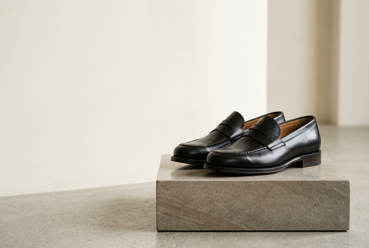 Visuel de mocassins pour hommes en cuir noir